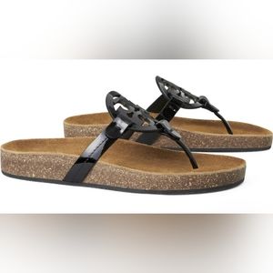 Tory Burch Miller Cloud Classic/ Black Patent Leather/Cork/ Size 9.5/ New (b1)